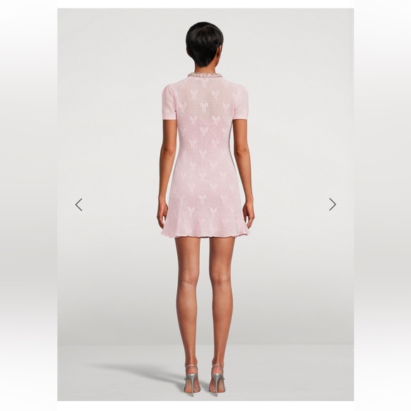 Brand new with tags -self -portrait Bow Jacquard Crochet Mini Dress - Picture 8 of 17